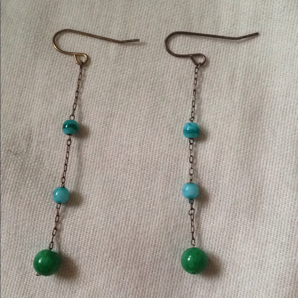 Green bead earrings